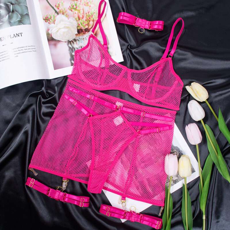 Sexy Transparent 5-piece Lingerie Set - Image 4