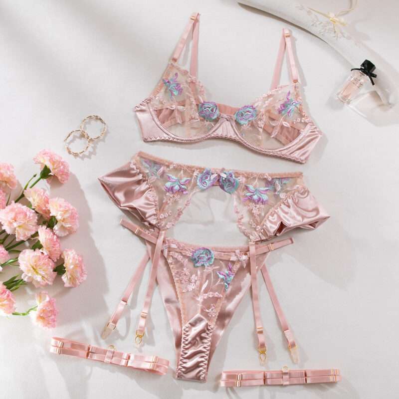 Mercerized Embroidery Super Beautiful Lingerie Set - Image 7