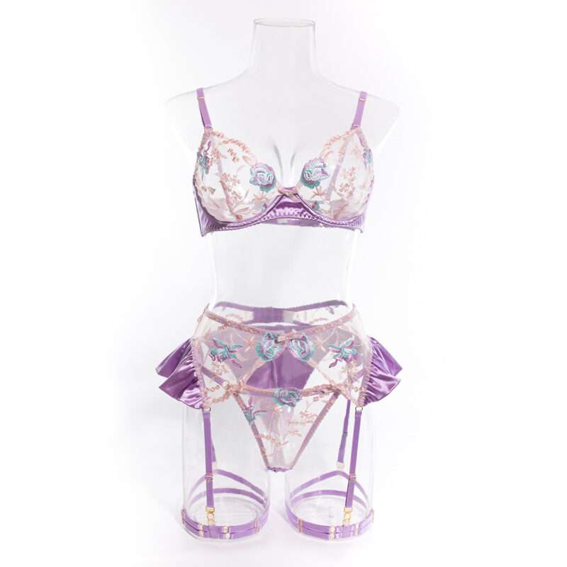 Mercerized Embroidery Super Beautiful Lingerie Set - Image 4