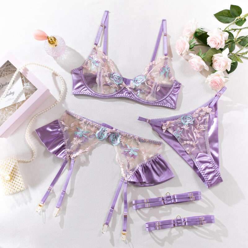 Mercerized Embroidery Super Beautiful Lingerie Set - Image 2