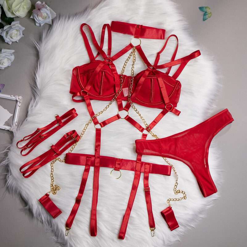 Role Play Chain Set 4 Piece Lingerie Set - Image 5